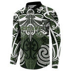 Personalised Maori Ngati Awa Button Sweatshirt Silver Fern Kowhaiwhai Art