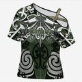 Personalised Maori Ngati Awa Cross Shoulder Shirt Silver Fern Kowhaiwhai Art