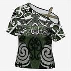 Personalised Maori Ngati Awa Cross Shoulder Shirt Silver Fern Kowhaiwhai Art