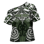 Personalised Maori Ngati Awa Cross Shoulder Shirt Silver Fern Kowhaiwhai Art