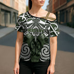 Personalised Maori Ngati Awa Cross Shoulder Shirt Silver Fern Kowhaiwhai Art