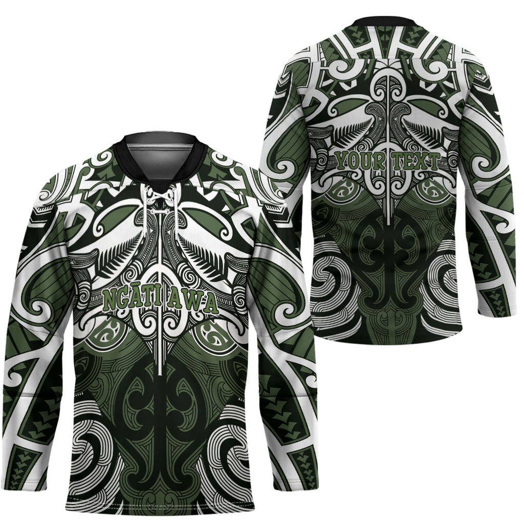 Personalised Maori Ngati Awa Hockey Jersey Silver Fern Kowhaiwhai Art