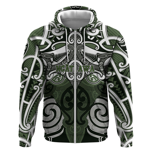 Personalised Maori Ngati Awa Hoodie Silver Fern Kowhaiwhai Art