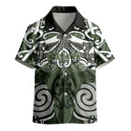 Personalised Maori Ngati Awa Kid Hawaiian Shirt Silver Fern Kowhaiwhai Art