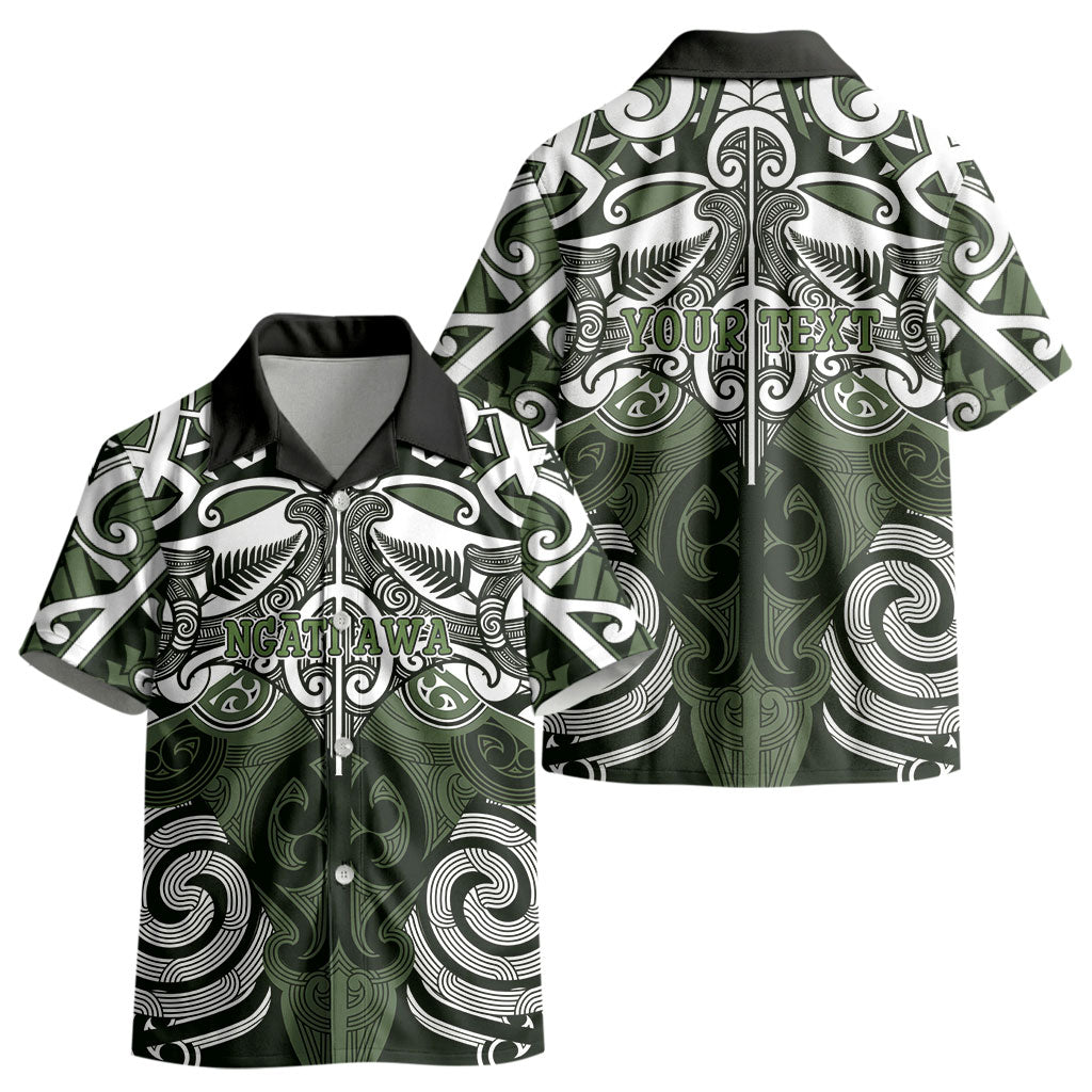 Personalised Maori Ngati Awa Kid Hawaiian Shirt Silver Fern Kowhaiwhai Art