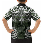 Personalised Maori Ngati Awa Kid Hawaiian Shirt Silver Fern Kowhaiwhai Art