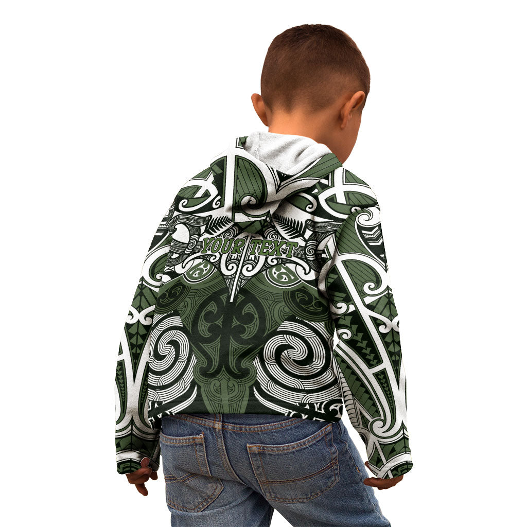 Personalised Maori Ngati Awa Kid Hoodie Silver Fern Kowhaiwhai Art