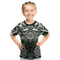 Personalised Maori Ngati Awa Kid T Shirt Silver Fern Kowhaiwhai Art