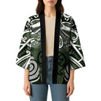Personalised Maori Ngati Awa Kimono Silver Fern Kowhaiwhai Art