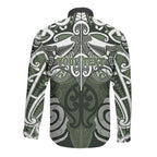 Personalised Maori Ngati Awa Long Sleeve Button Shirt Silver Fern Kowhaiwhai Art