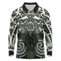 Personalised Maori Ngati Awa Long Sleeve Polo Shirt Silver Fern Kowhaiwhai Art