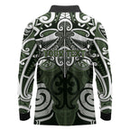 Personalised Maori Ngati Awa Long Sleeve Polo Shirt Silver Fern Kowhaiwhai Art