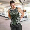 Personalised Maori Ngati Awa Men Tank Top Silver Fern Kowhaiwhai Art