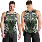 Personalised Maori Ngati Awa Men Tank Top Silver Fern Kowhaiwhai Art