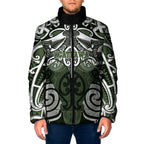 Personalised Maori Ngati Awa Padded Jacket Silver Fern Kowhaiwhai Art