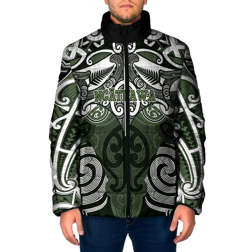 Personalised Maori Ngati Awa Padded Jacket Silver Fern Kowhaiwhai Art