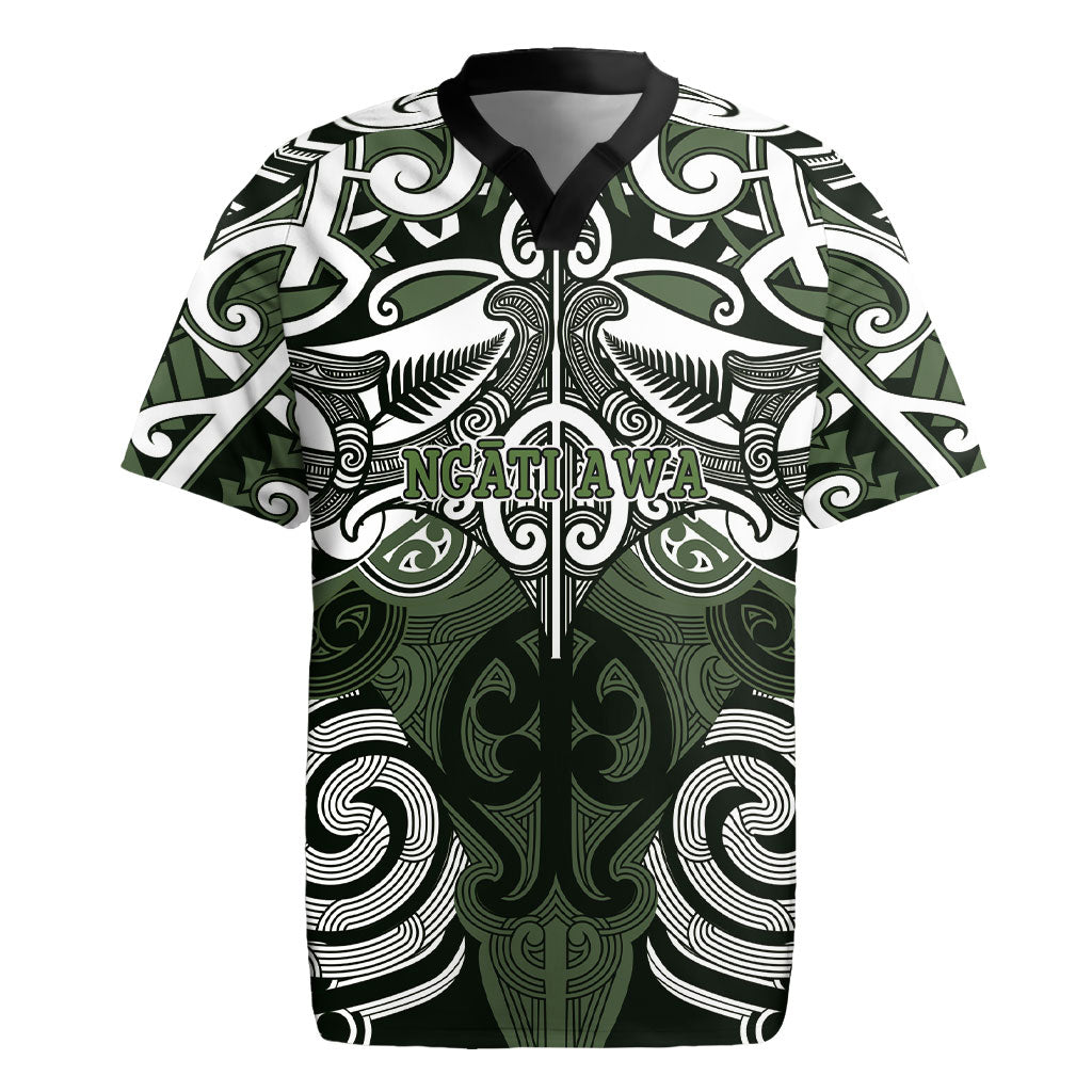 Personalised Maori Ngati Awa Rugby Jersey Silver Fern Kowhaiwhai Art