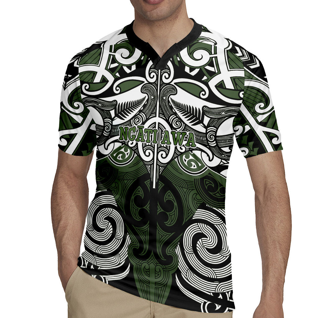Personalised Maori Ngati Awa Rugby Jersey Silver Fern Kowhaiwhai Art