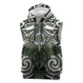 Personalised Maori Ngati Awa Sleeveless Hoodie Silver Fern Kowhaiwhai Art