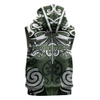 Personalised Maori Ngati Awa Sleeveless Hoodie Silver Fern Kowhaiwhai Art
