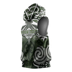 Personalised Maori Ngati Awa Sleeveless Hoodie Silver Fern Kowhaiwhai Art