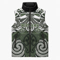 Personalised Maori Ngati Awa Sleeveless Puffer Jacket Silver Fern Kowhaiwhai Art