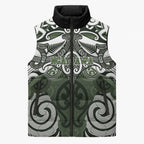 Personalised Maori Ngati Awa Sleeveless Puffer Jacket Silver Fern Kowhaiwhai Art