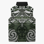Personalised Maori Ngati Awa Sleeveless Puffer Jacket Silver Fern Kowhaiwhai Art