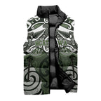 Personalised Maori Ngati Awa Sleeveless Puffer Jacket Silver Fern Kowhaiwhai Art
