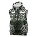 Personalised Maori Ngati Awa Sleeveless Zip Hoodie Silver Fern Kowhaiwhai Art