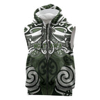 Personalised Maori Ngati Awa Sleeveless Zip Hoodie Silver Fern Kowhaiwhai Art
