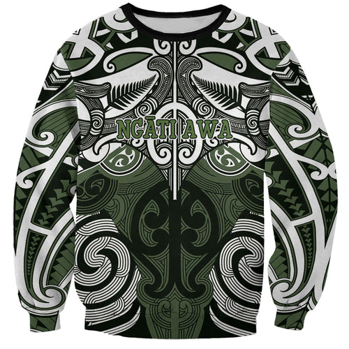 Personalised Maori Ngati Awa Sweatshirt Silver Fern Kowhaiwhai Art