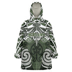 Personalised Maori Ngati Awa Wearable Blanket Hoodie Silver Fern Kowhaiwhai Art