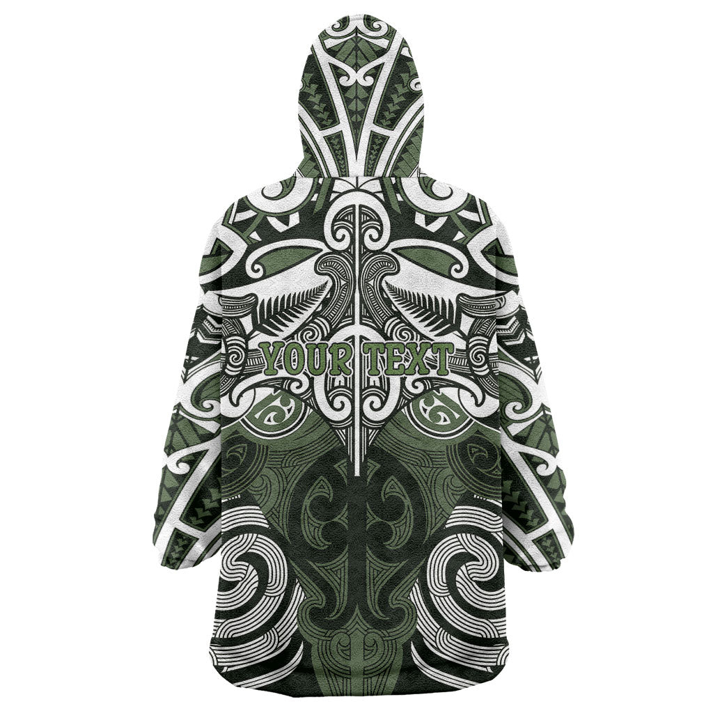 Personalised Maori Ngati Awa Wearable Blanket Hoodie Silver Fern Kowhaiwhai Art