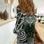 Personalised Maori Ngati Awa Women Casual Shirt Silver Fern Kowhaiwhai Art