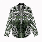 Personalised Maori Ngati Awa Women Casual Shirt Silver Fern Kowhaiwhai Art