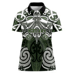 Personalised Maori Ngati Awa Women Polo Shirt Silver Fern Kowhaiwhai Art