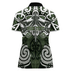 Personalised Maori Ngati Awa Women Polo Shirt Silver Fern Kowhaiwhai Art