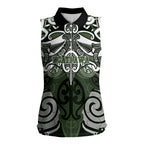 Personalised Maori Ngati Awa Women Sleeveless Polo Shirt Silver Fern Kowhaiwhai Art