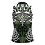Personalised Maori Ngati Awa Women Sleeveless Polo Shirt Silver Fern Kowhaiwhai Art