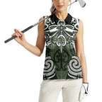 Personalised Maori Ngati Awa Women Sleeveless Polo Shirt Silver Fern Kowhaiwhai Art