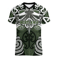 Personalised Maori Ngati Awa Women V-Neck T-Shirt Silver Fern Kowhaiwhai Art