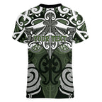Personalised Maori Ngati Awa Women V-Neck T-Shirt Silver Fern Kowhaiwhai Art