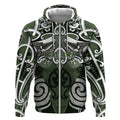 Personalised Maori Ngati Awa Zip Hoodie Silver Fern Kowhaiwhai Art