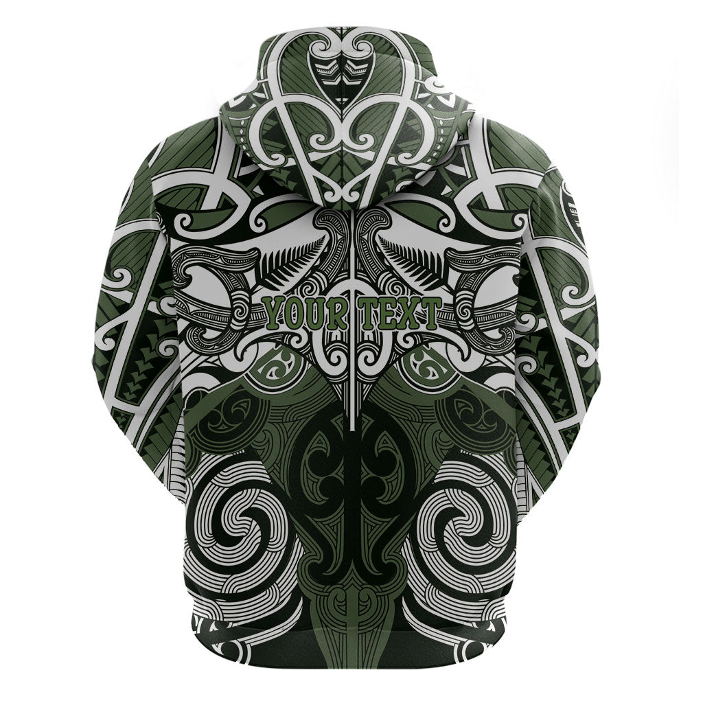 Personalised Maori Ngati Awa Zip Hoodie Silver Fern Kowhaiwhai Art