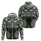 Personalised Maori Ngati Awa Zip Hoodie Silver Fern Kowhaiwhai Art