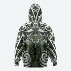 Personalised Maori Ngati Awa Zip Hoodie Silver Fern Kowhaiwhai Art