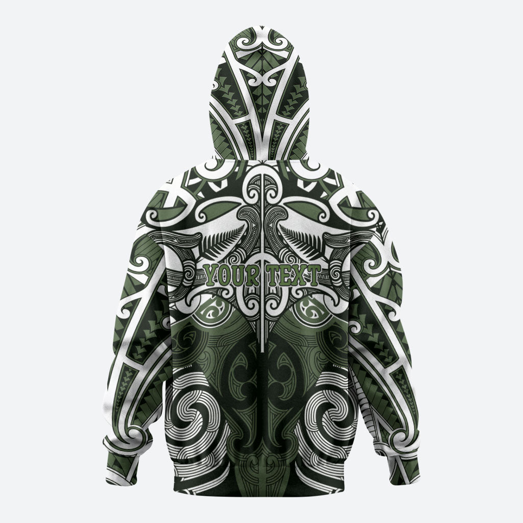 Personalised Maori Ngati Awa Zip Hoodie Silver Fern Kowhaiwhai Art