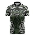 Personalised Maori Ngati Awa Zipper Polo Shirt Silver Fern Kowhaiwhai Art