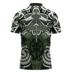 Personalised Maori Ngati Awa Zipper Polo Shirt Silver Fern Kowhaiwhai Art
